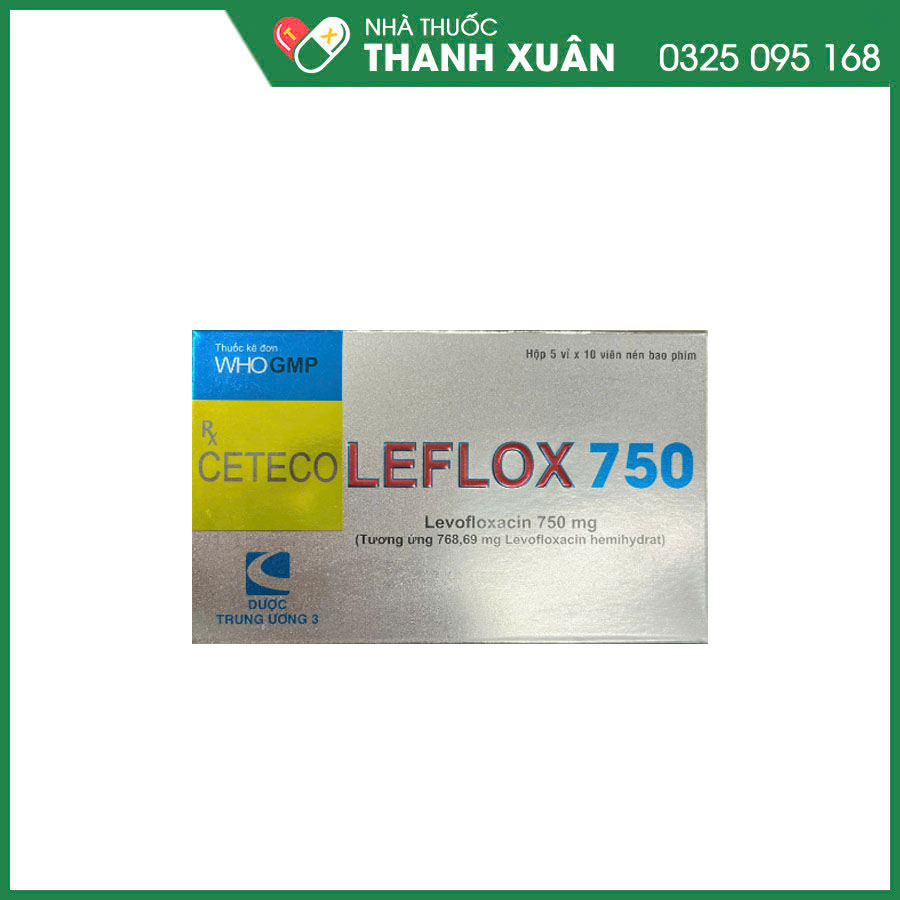 Ceteco Leflox 750 điều trị nhiễm khuẩn hô hấp, da và mô, nhiễm khuẩn tiết niệu có biến chứng, viêm thận cấp